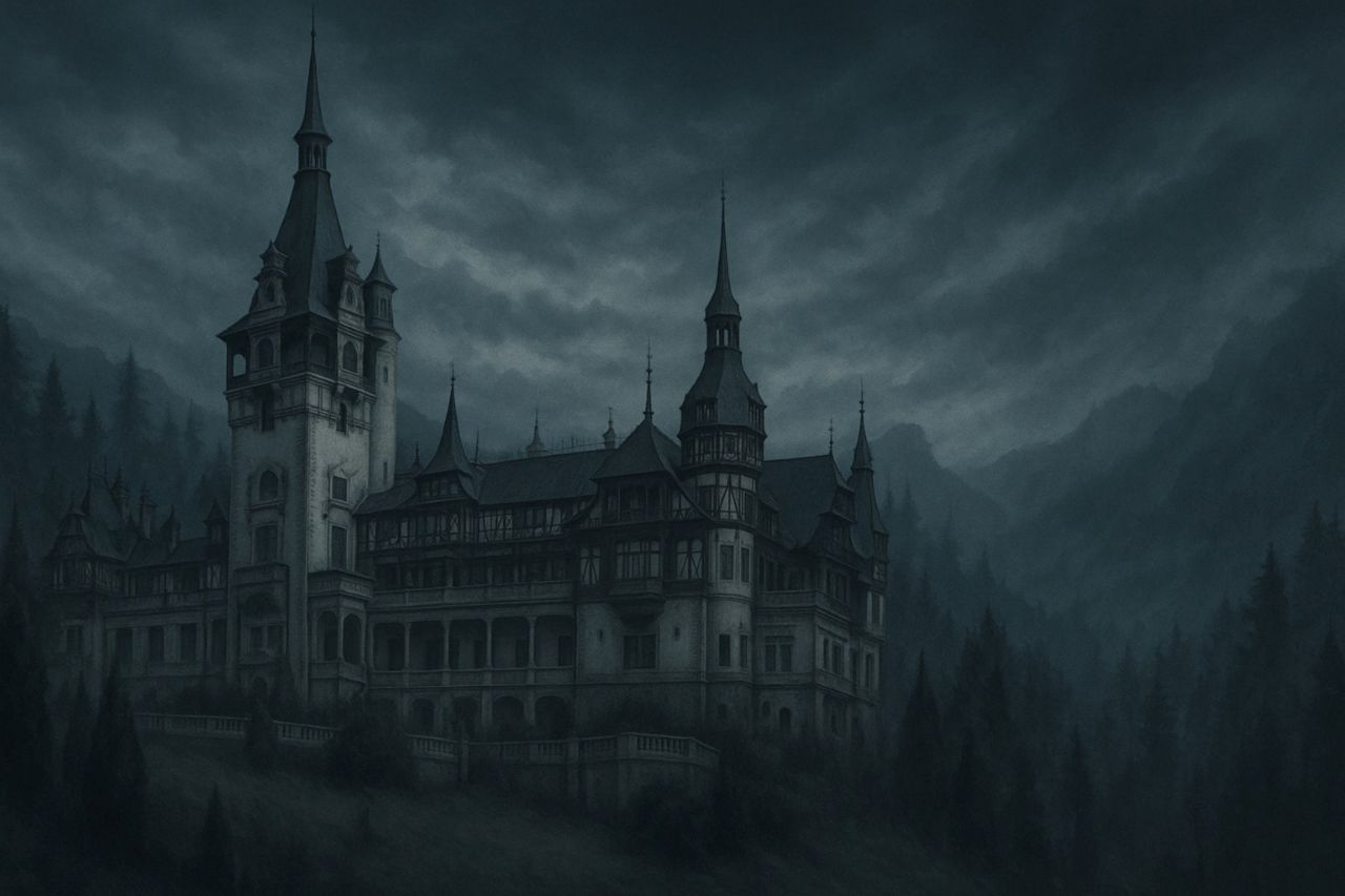 “The ancient seat of Dreibach, half-swallowed by mist and ivy, wherein secrets sleep beneath stone, and watchful crows attend the battlements still.”