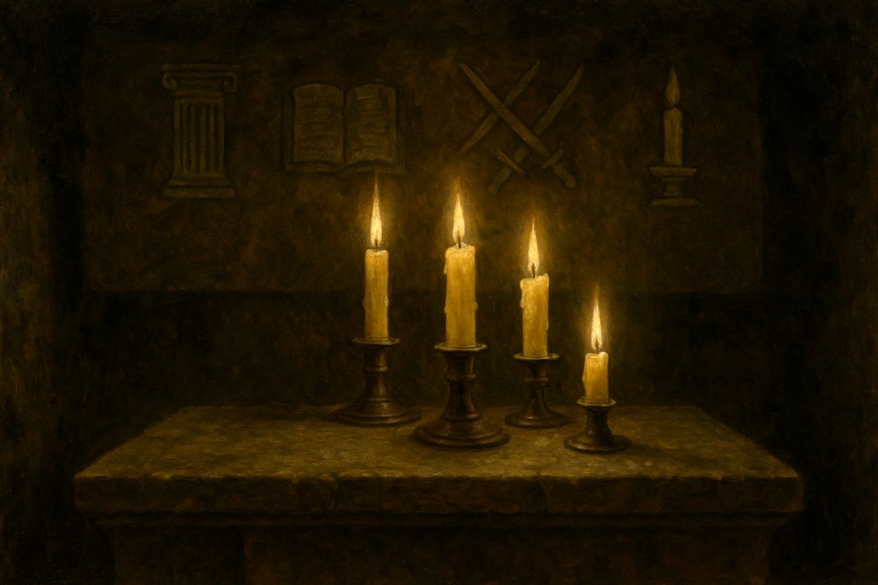 “The Fourfold Flame burns in quiet vigil—each fire distinct, yet drawn from a common spark. One Order, four burdens, one oath.”