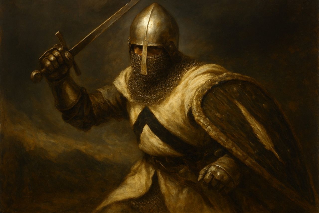 “A Knight of the Order of the Black Chevron, shield raised beneath foreign stars. Not born to conquest—but to stand where others fall away.”